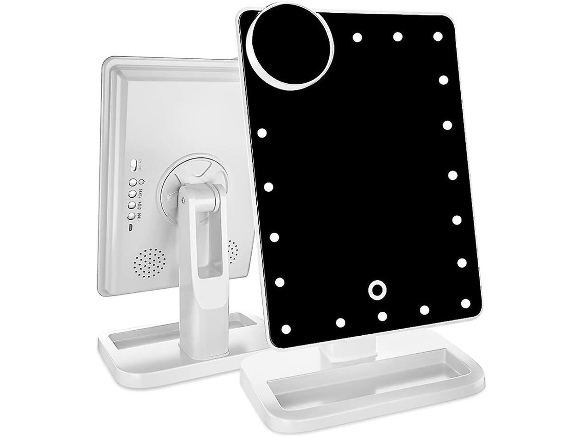 Espejo De Maquillaje Con Luz Bluetooth Audio 10x Recargable Blanco