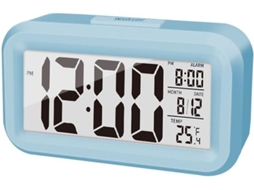 Despertador Digital, Com Luz Noturna Inteligente, Temperatura Ambiente, Tela Led Grande, Para Mesa , Versão Em Inglês Azul Sfushos (baterina)