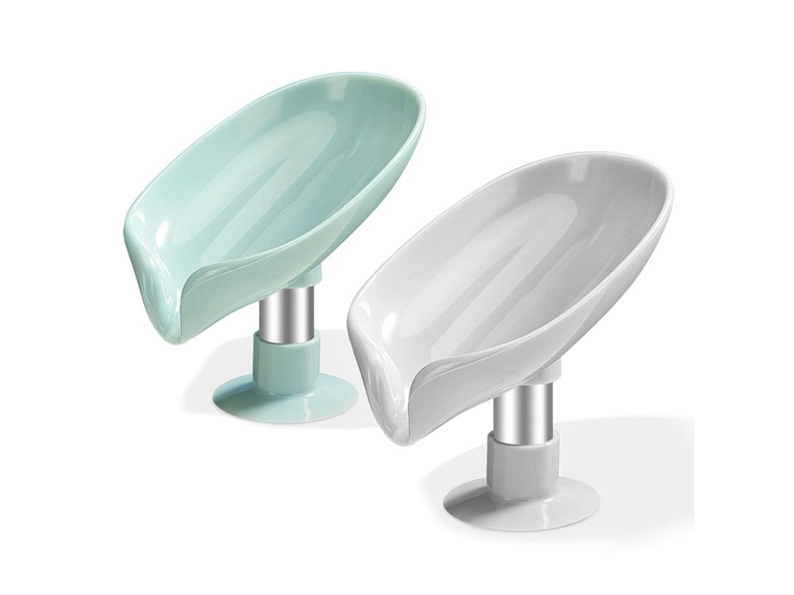 2026 set de 2 Portajabones com Ventosas, para Banheiro e Cozinha, Design de Drenagem, Verde e Cinza