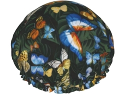 Touca De Banho Com Estampa Borboletas Coloridas Reutilizável, Dupla Camada, Acessório De Viagem Para Hotel, Salão De
