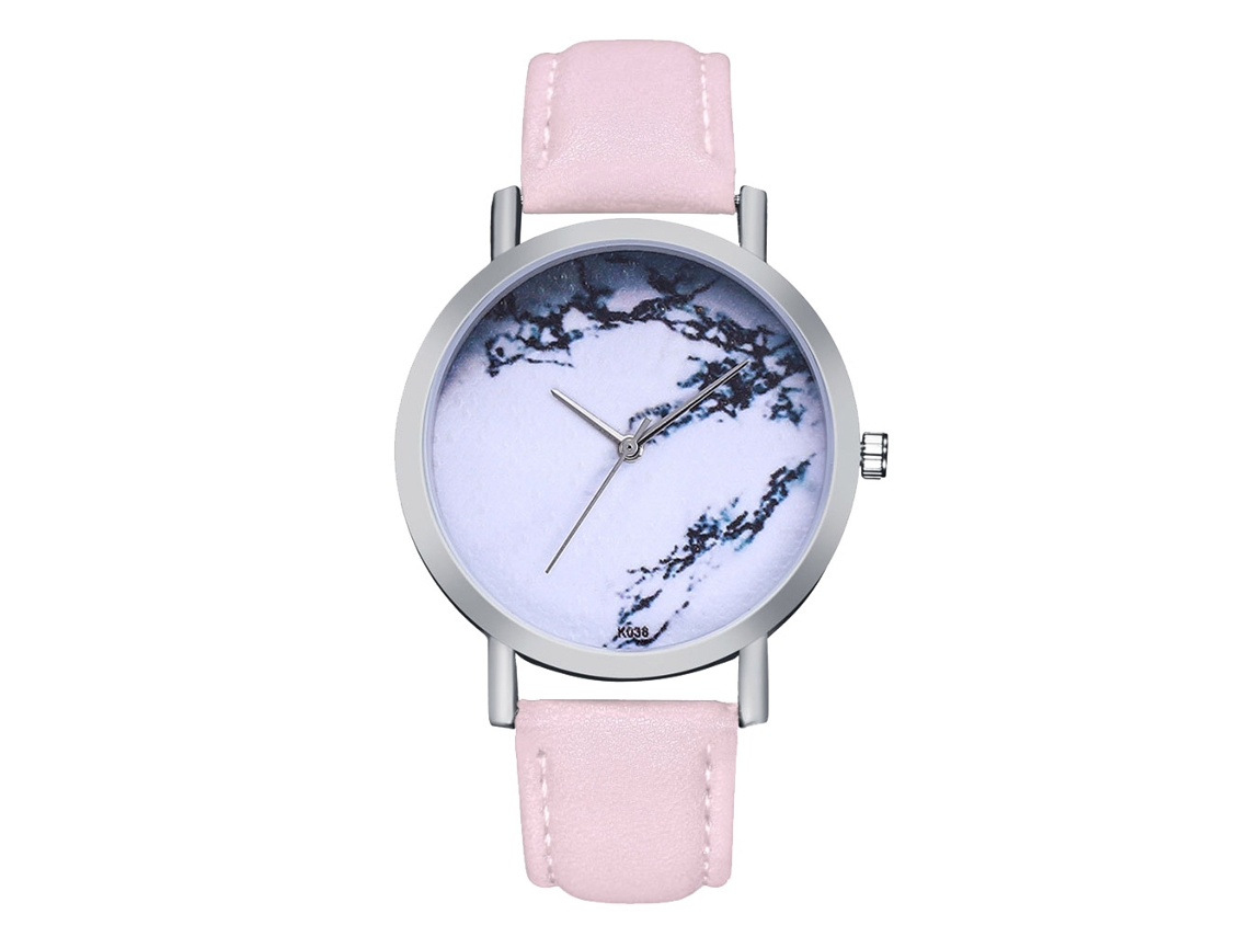 Reloj De Pulsera De Cuarzo Unisex Con Correa De Cuero Pu Zhoulianfa (rosa)