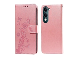 Capa De Couro Para Celular Com Flores De Borboleta Em Relevo