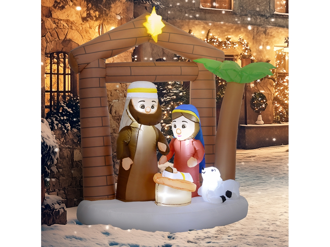 Natal Inflável Decorativo Para Área Externa Com Luzes Led Integradas, 150x90x185 Cm, Multicolorido -br