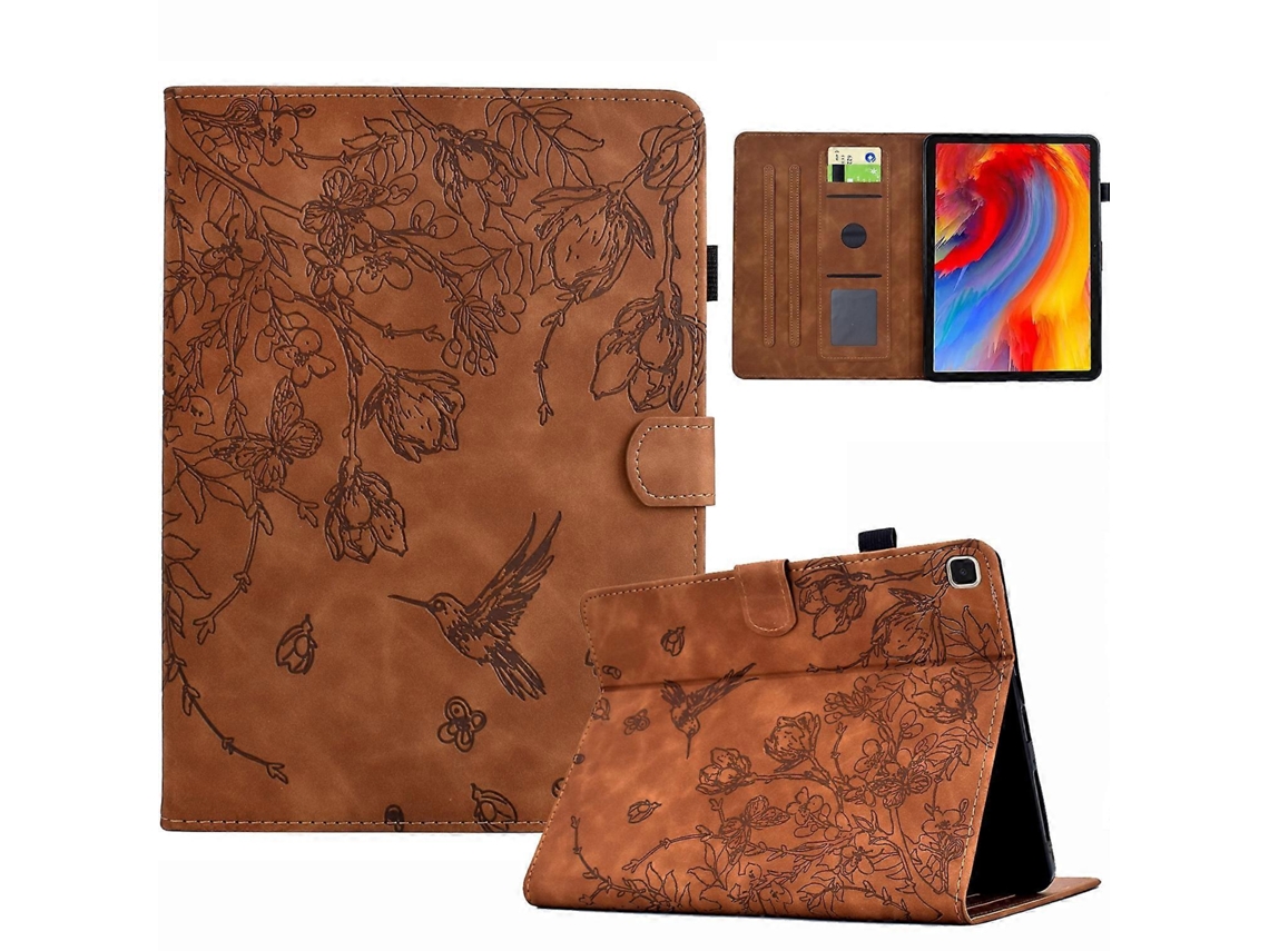 Capa de couro inteligente com estampa de flores e pássaros Webake para tablet