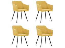 Vidaxl Cadeiras De Jantar 4 Pcs Tecido Amarelo