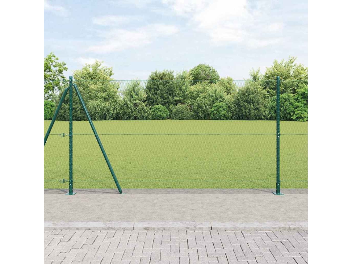 Vidaxl Cerca Hexagonal Com Base De Concreto 100 X 1,2 M Verde Malha