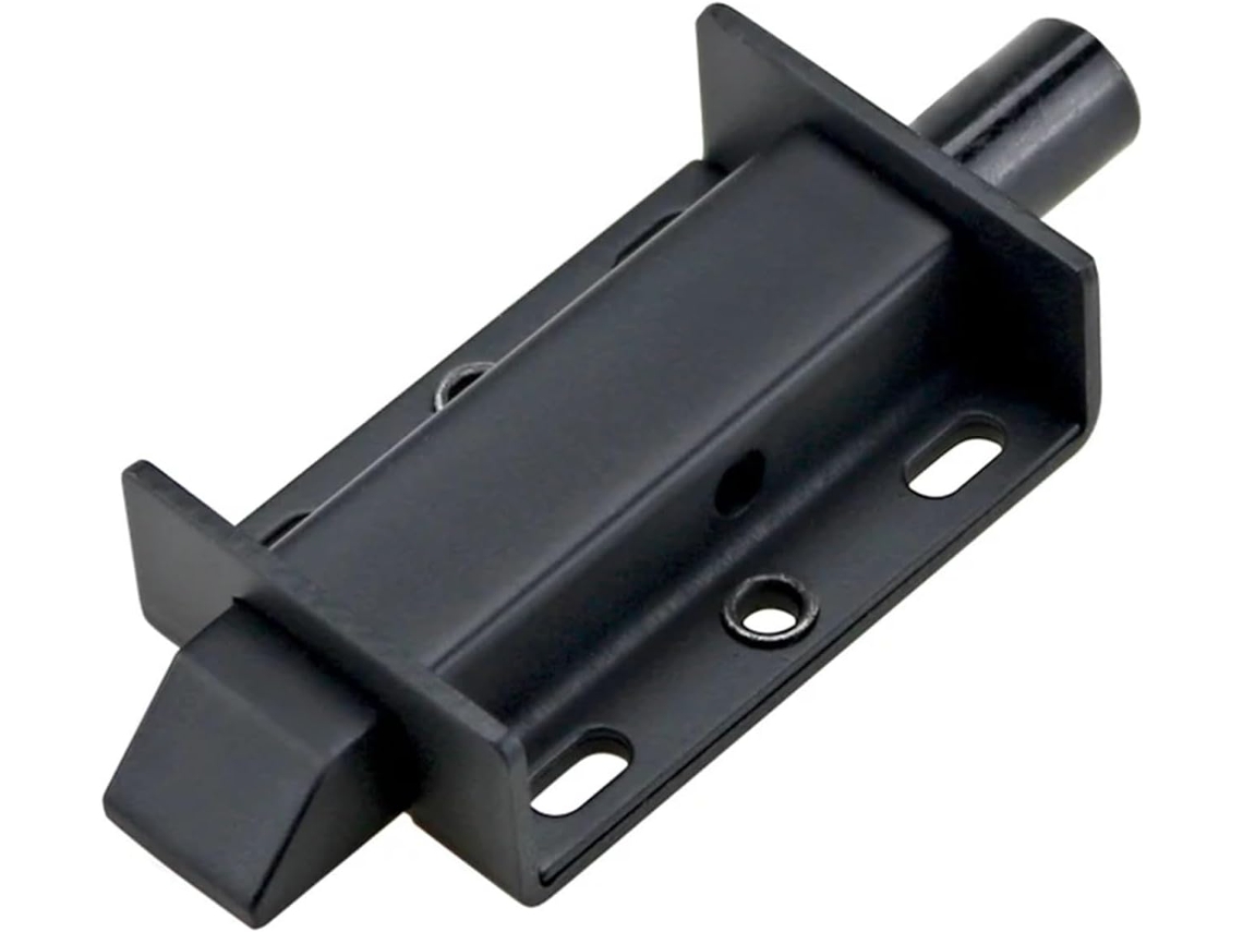 Trava De Porta Telescópica 4 Polegadas Com Mola, Tipo Push Pull, Para Impacto, 1 Peça Preta, Frontal