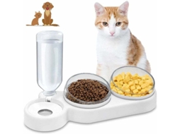 Tigelas para Ração de Gato, com Reservatório Automático de Água, Dupla Elevada com Inclinação de 15°, Anti vômito, Antiderrapante AQUAFORGE