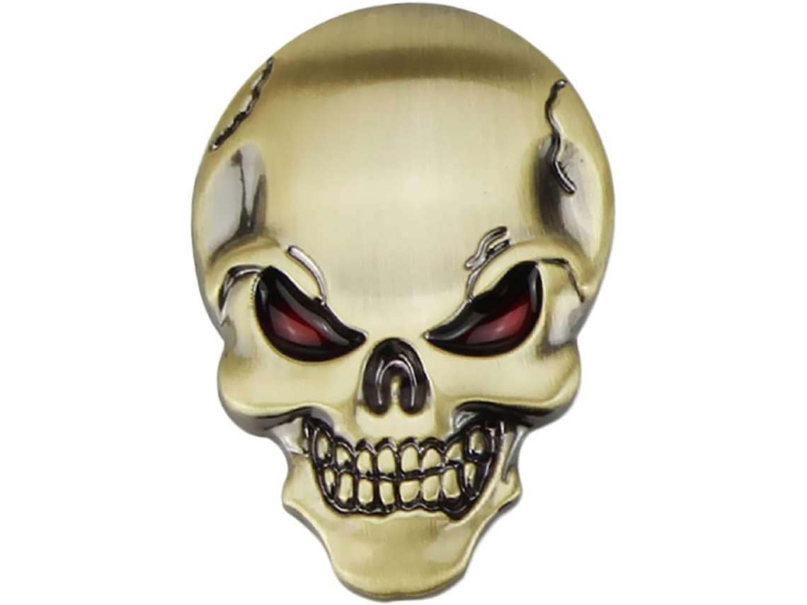 Adesivo Decorativo De Caveira Metálica Em Liga De Zinco Maciço Para Carro