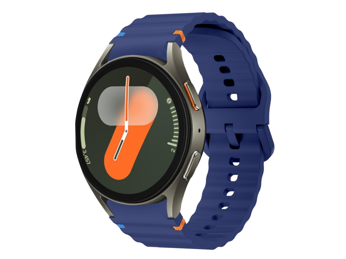 Bracelete Para Samsung Galaxy Watch 7 (40mm/44mm) - Silicone Costurado Com Padrão De Onda - Azul Escuro