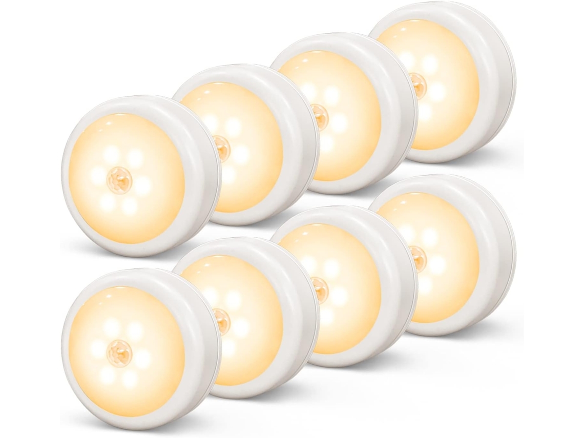 Lurelia Luz Led Para Armário, 8 Peças, Sensor De Movimento, Pilhas Aaa, Branco Quente