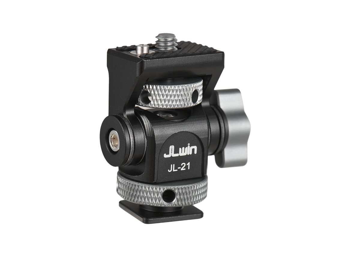 Soporte Para Monitor De Cámara Jlwin Jl-21 Com Zapata Fría E Parafuso De 1/4 Polegada, Alumínio Para Monitores De Campo, Luzes Led E Flash