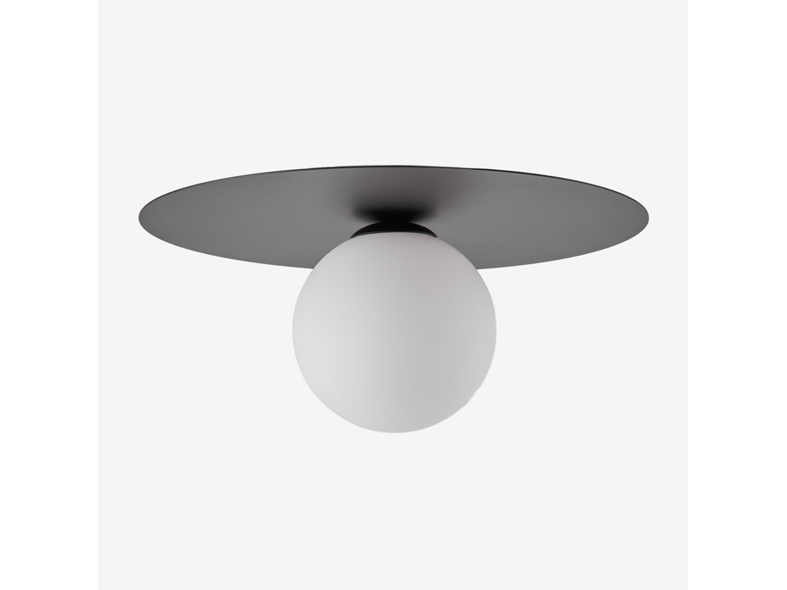 Sklum Luminária De Teto Em Ferro E Vidro Anine Vidro Preto Ø30 Cm