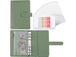 Pasta A5 Em Couro Pu, Recarregável Com 6 Argolas, Econômica, Caderno, Forro Não Incluído, Verde