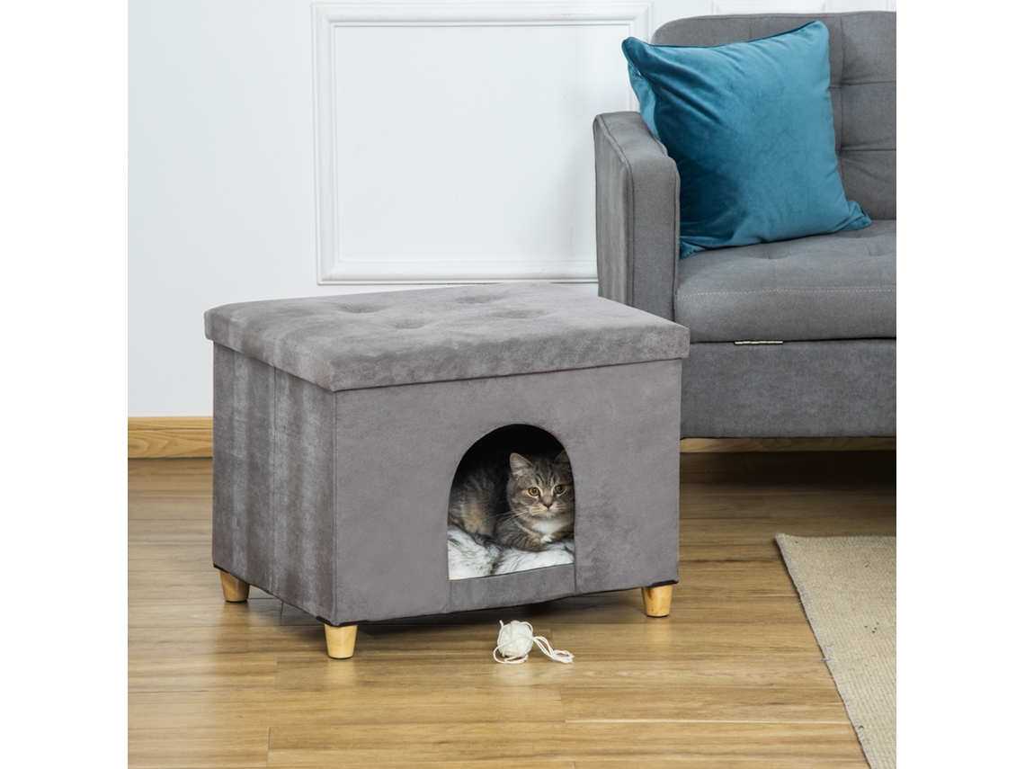 Cama Pet, 60 X 45 X 44,5 Cm, Mdf, Cinzento