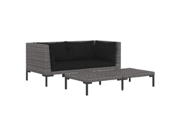 Maison Exclusive - 3 Pcs Conj. Lounge Jardim Vime Pe Semicircular Cinzento-escuro