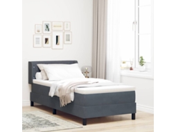 Vidaxl Cama Box Com Cabeceira Manual Cinza Escuro 200 X 100 Cm Veludo