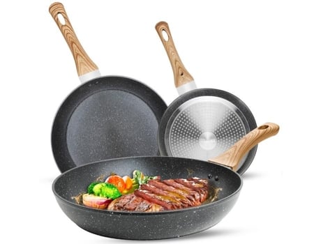 Conjunto De Panelas De Cozinha 3 Pcs -20/24/28 Cm -revestimento Antiaderente -cabos Removíveis -todos Os Fogões Incluindo Indução