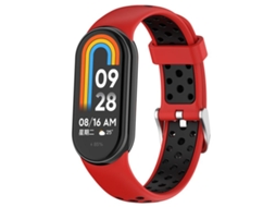 Bracelete para Xiaomi Smart Band 10/9/8 Silicone Bicolor com Plugue de Metal Vermelho e Preto XIAOMOYU