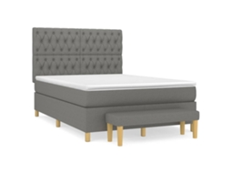 Cama com Molas e Colchão Tecido Cinzento Escuro MAISON EXCLUSIVE (140x190 cm)