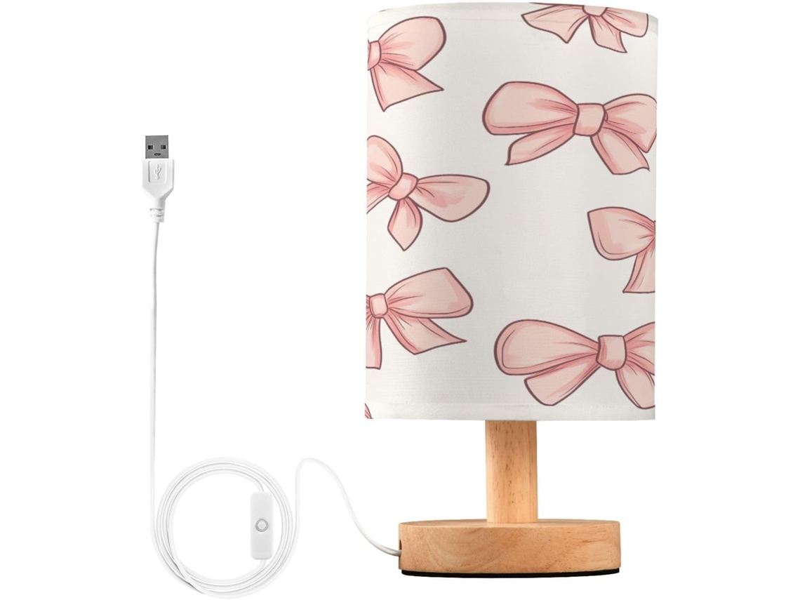 Luminária De Cabeceira Led Pequena Skyshu Com Base Madeira Antiderrapante E Cúpula Que Não Agride Os Olhos, Ideal Para