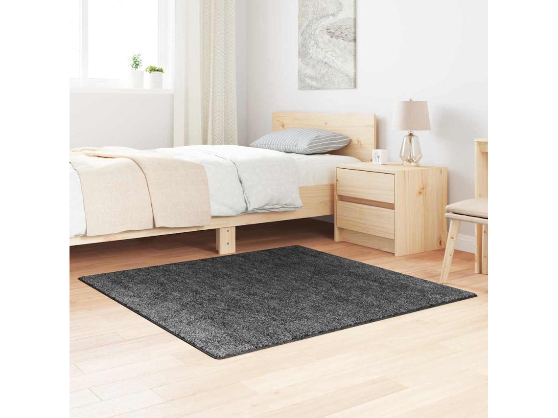 Vidaxl Tapete Shaggy Antiderrapante Cinzento-escuro 120 X 120 Cm Pp