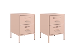 Conjunto 2 Mesa De Cabeceira Vidaxl Cor-de-rosa Aço (36 X 39 X 50.5 Cm)