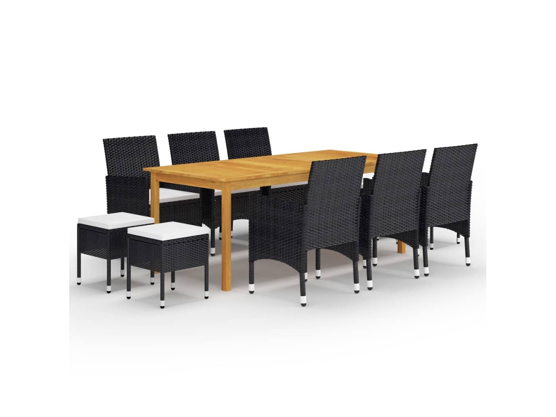 Conjunto Jantar 11 Peças Para Jardim Preto Dkd Home Decor