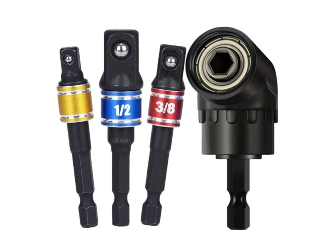 4 adaptadores de broca angular 105° 1/2 3/8 1/4 polegadas com soquete 360° | S/MARCA