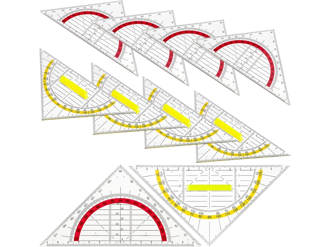 Régua triangular de plástico Stobaza com 12 peças, leve e multifuncional, para desenvolvimento e ensino da matemática.