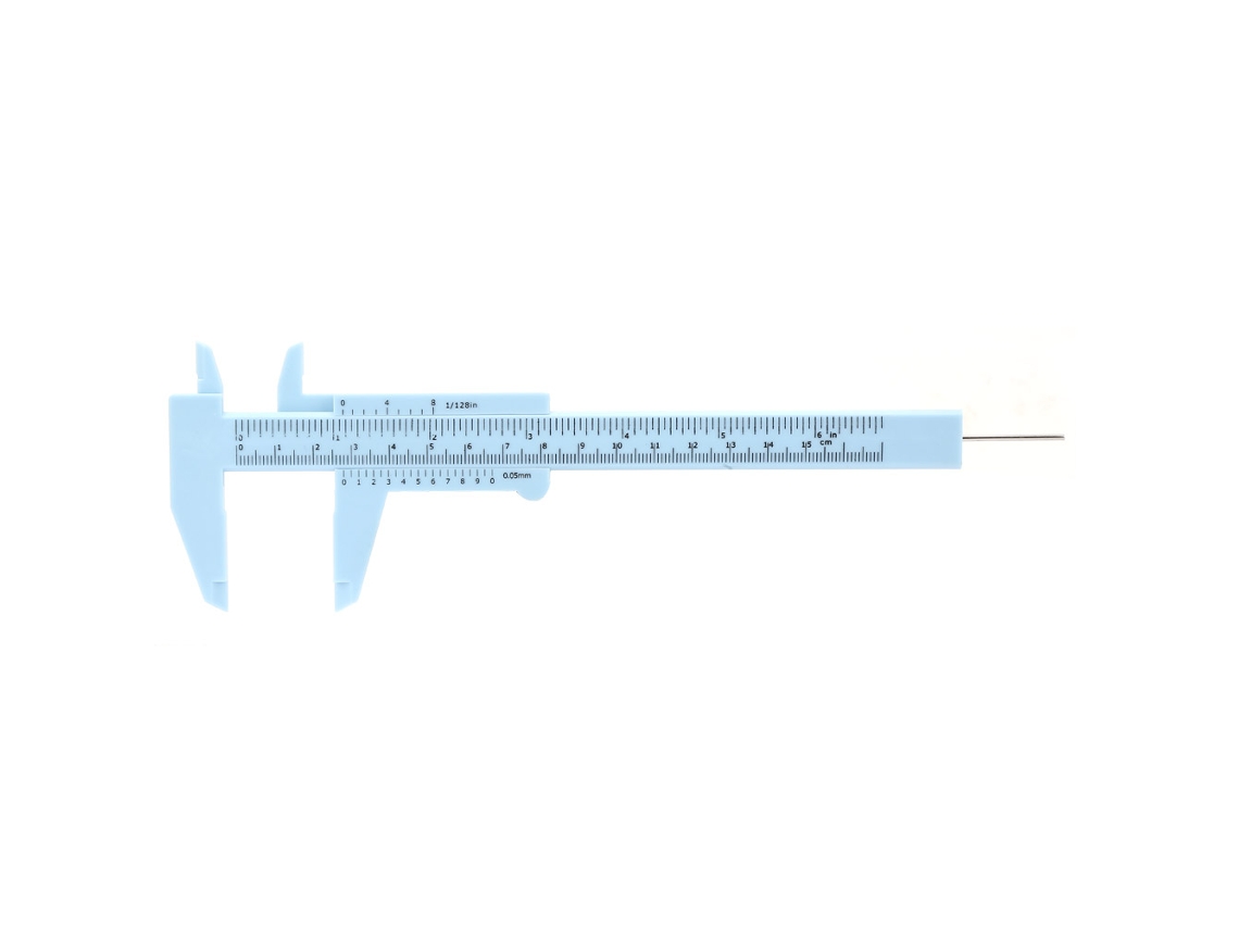 Pie De Rey Vernier De Plástico De Doble Regla 150mm Precisión Alta Herramienta De Medida Azul 0.5mm