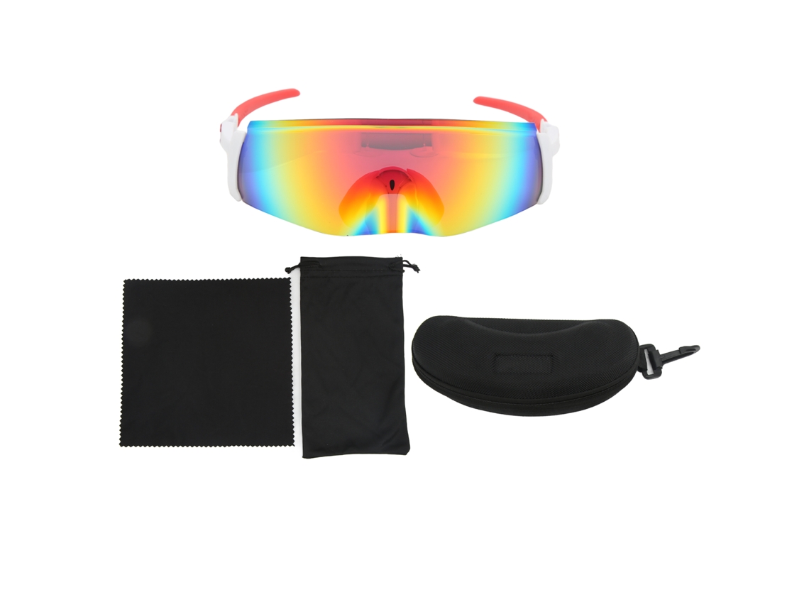 Óculos de Desporto com Lentes de PC Leves, Resistente a Impactos e Proteção UV, para Ciclismo ao Ar Livre, Branco e Vermelho MARCA