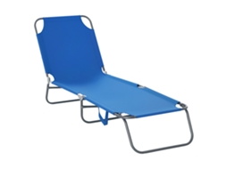 Espreguiçadeira Dobrável Jardim Encosto Ajustável 5 Posições 187x55x24cm Azul
