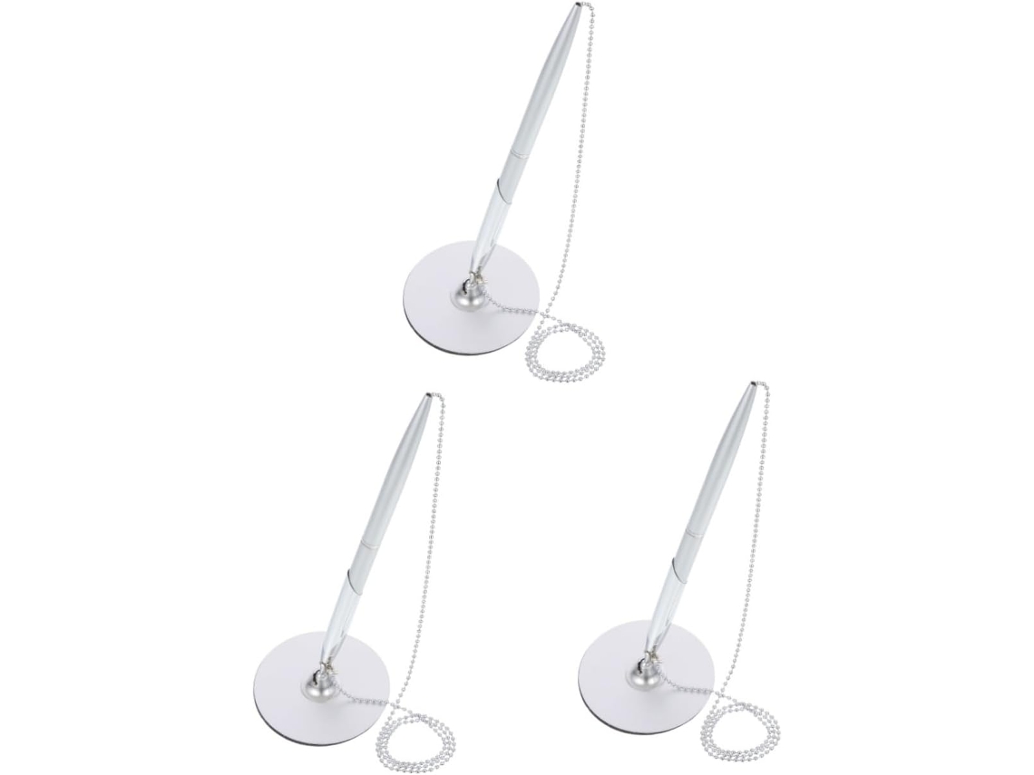 Conjunto De 3 Canetas Mesa Com Corrente, Caneta Elegante Para