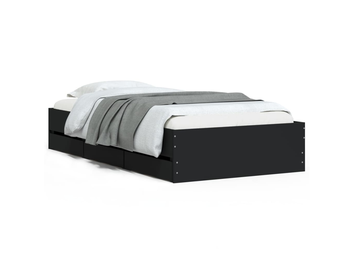 Estrutura de Cama com Gavetas Derivados de Madeira Preto MAISON EXCLUSIVE (75x190 cm)