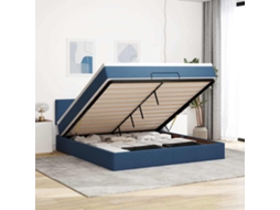 Vidaxl Estrutura De Cama Otomana Com Colchão 160x200 Cm Tecido Azul