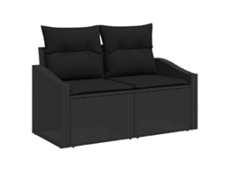 Conjunto 1 Sofá Exterior Vidaxl Preto Vime Pe (123 X 62 X 69 Cm)