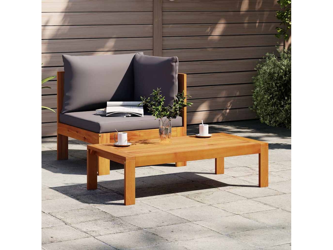 Vidaxl 2 Pcs Conjunto De Sofás De Jardim C/ Almofadões Acácia Maciça