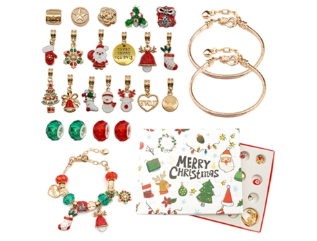 24 peças colar pingente de natal calendário de contagem regressiva caixa cega pulseira caixa de presente