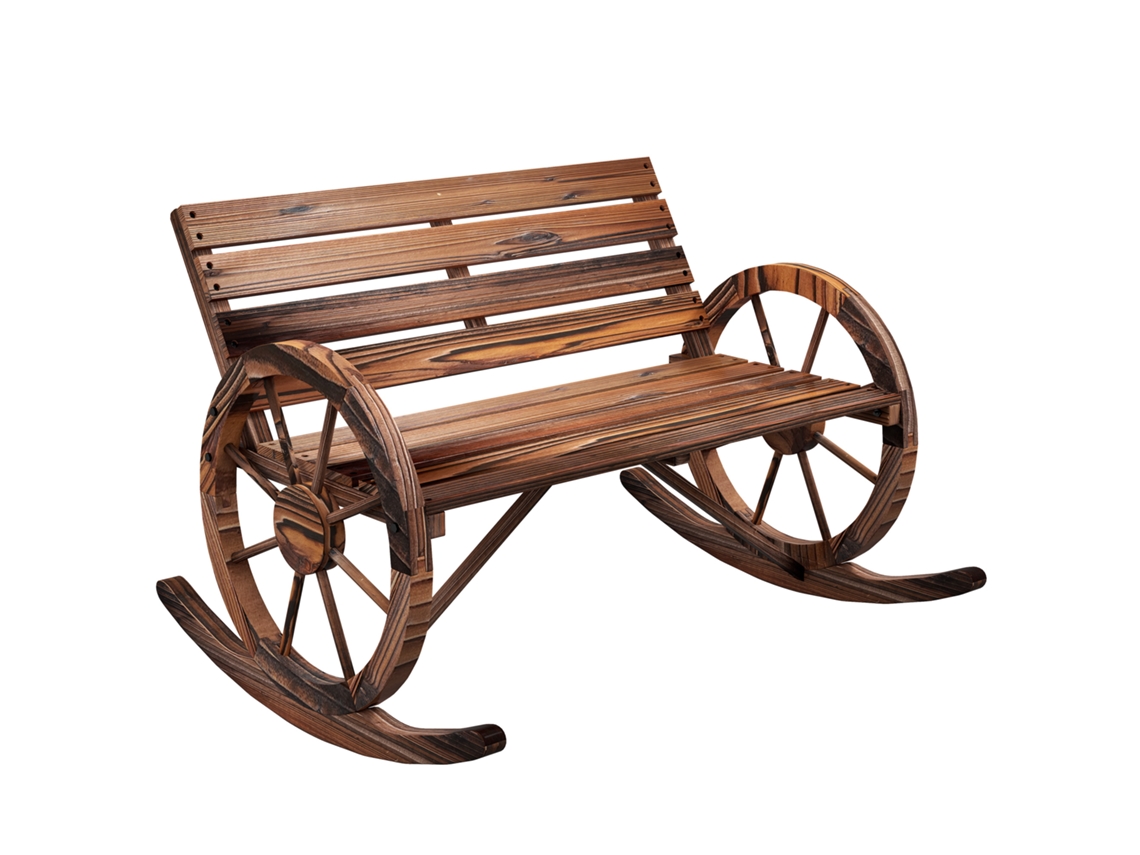 Banco Balanço Madeira 2lug, Apoio Braço. Carreg 240kg. Jardim/varanda. Madeira Carbonizada. Cs