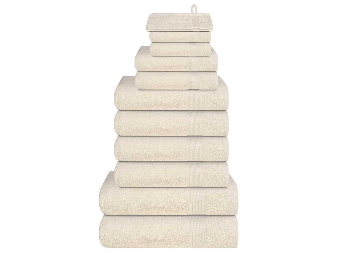 Vidaxl 12 Pcs Conjunto De Toalhas Frogn 360 G/m² Creme