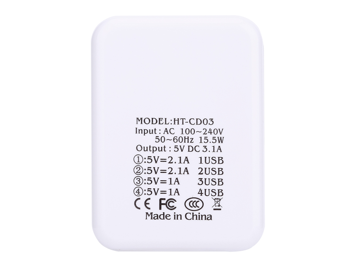 Carregador Inteligente 4 Portas Usb LAXISCREED Branco Eua