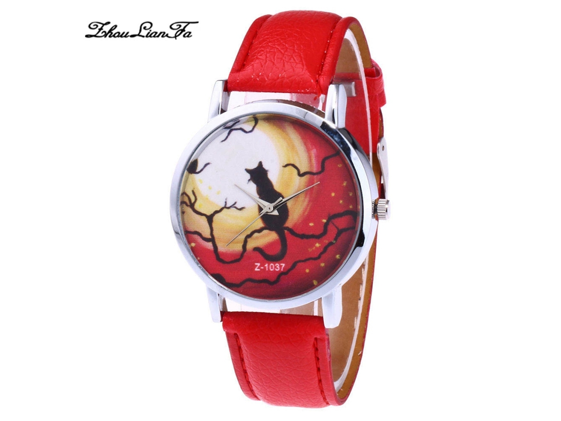 Relógio de casal Zhoulianfa Quartz com pulseira de couro PU (vermelho)