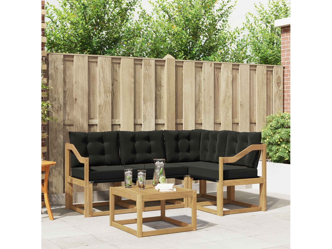 Vidaxl Conjunto De Sofás Para Exterior 5 Pcs Branco E Preto