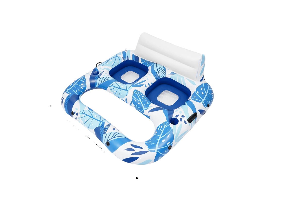 Flutuador De Piscina Inflável, Assento Duplo, Material Pvc Durável, Azul