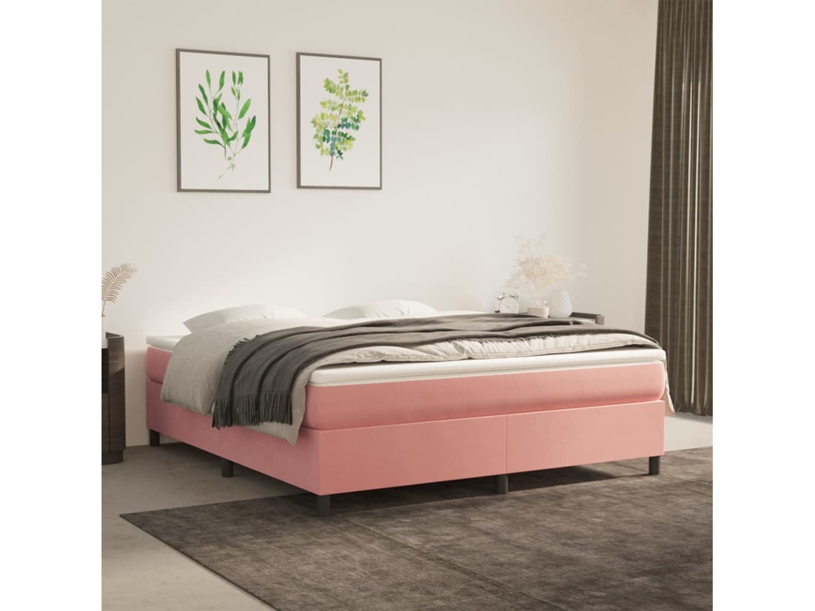 Vidaxl Estrutura De Cama Com Molas 160x200 Cm Veludo Rosa
