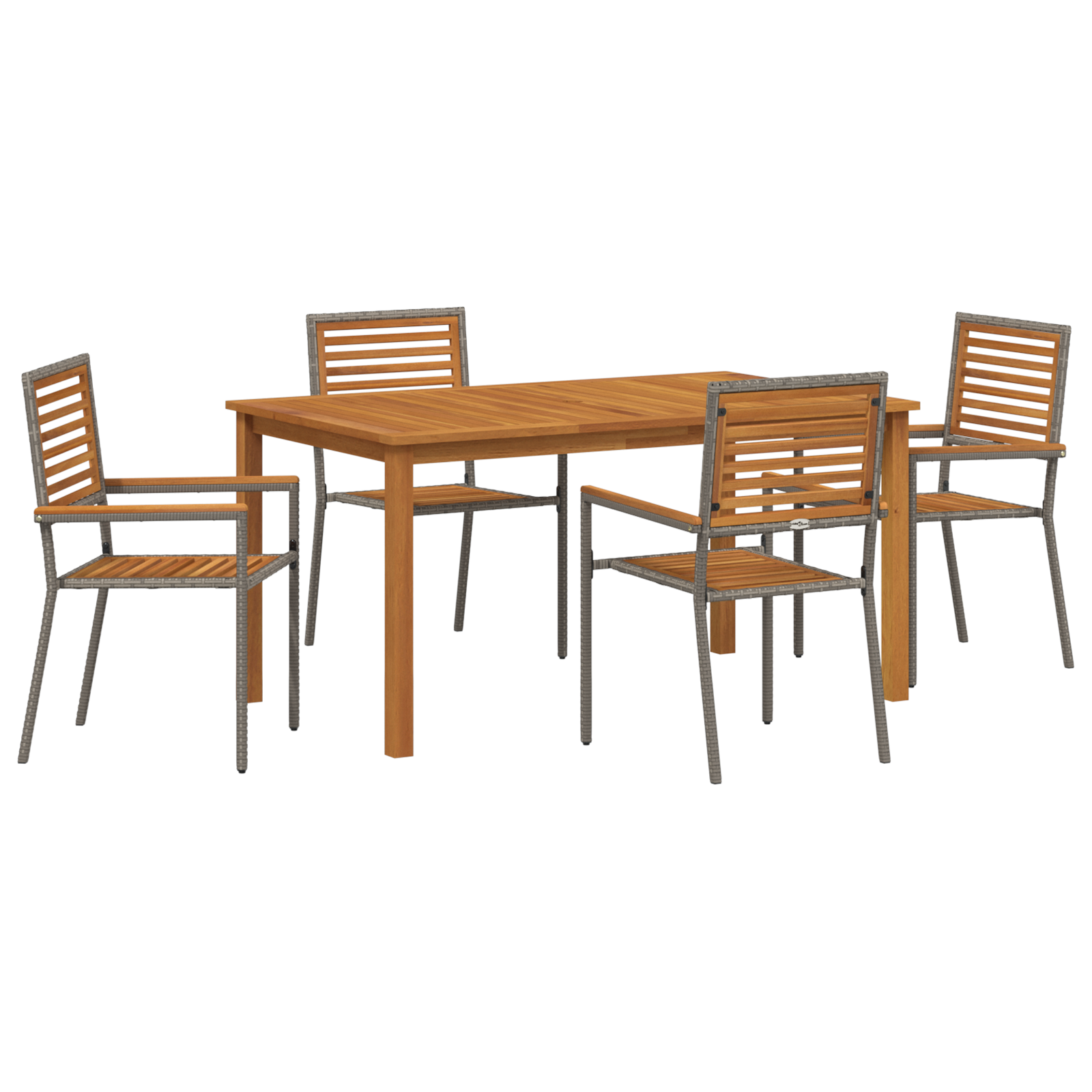 Conjunto 5 Móveis De Jardim Vidaxl Cinzento Madeira De Acácia Maciça (150 X 90 X 74 Cm)