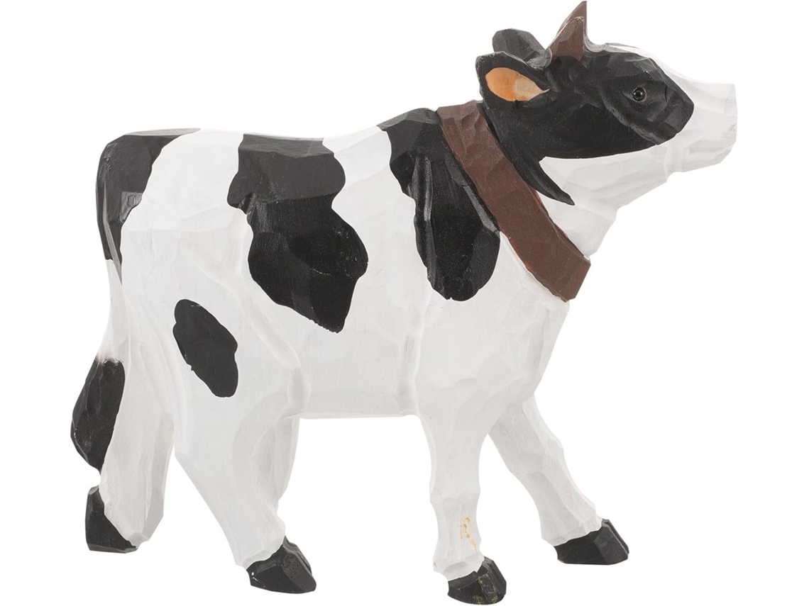 Estatueta de Vaca Artesanal em Madeira, com Formato Criativo e Design Encantador, para Decoração de Mesa, Tanto em CHABERLU