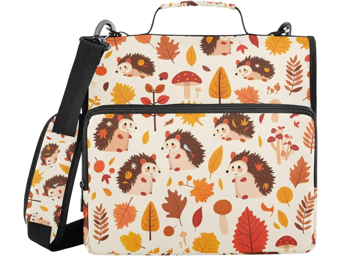 Pasta Organizadora Com Estampa De Ouriço Cacheiro Outono, Com Zíper E Altura Do Ombro, Bolsas Diversas, 3, 8cm 1, 5 Polegadas