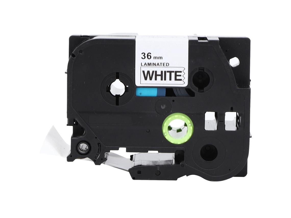 Cinta De Etiquetas Laminada 36mm Preto Sobre Branco Para Brother Tze-261/661 Pt-9700/p980/p9500